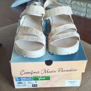NWTSkechers Pastel Strappy Sandals, Size 11